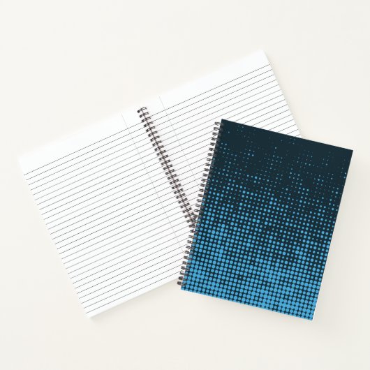 Blue, modern, retro, cool, trendy dot pattern ノートブック (内部)