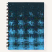 Blue, modern, retro, cool, trendy dot pattern ノートブック (正面)