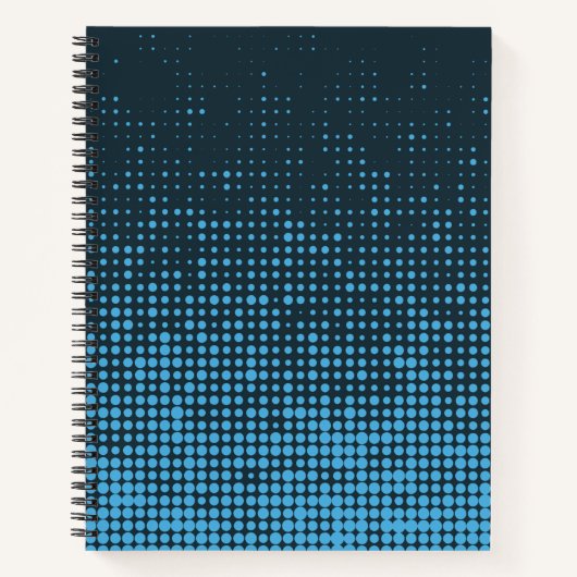 Blue, modern, retro, cool, trendy dot pattern ノートブック (正面)