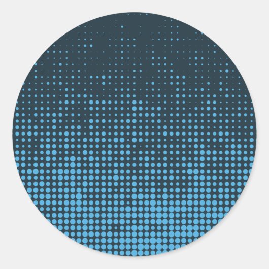 Blue, modern, retro, cool, trendy dot pattern ラウンドシール (正面)