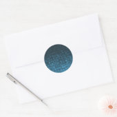 Blue, modern, retro, cool, trendy dot pattern ラウンドシール (封筒)