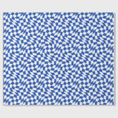 Blue modern retro swirl checkered ラッピングペーパー (フラット)