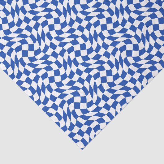 Blue modern retro swirl checkered 薄葉紙 (詳細)