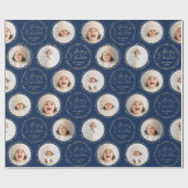 Blue Modern Script Merry Christmas Family 6 photo ラッピングペーパー (フラット)