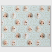 Blue Modern Script Merry Christmas Family 6 photo ラッピングペーパー (フラット)