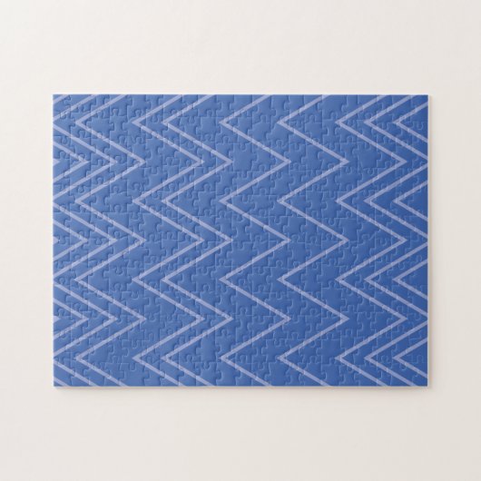 Blue, modern, simple, cool, trendy zigzag pattern ジグソーパズル (横)