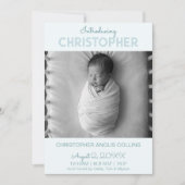 Blue Modern Tile Birth Announcement Card (正面)