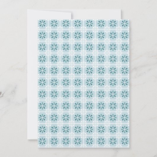 Blue Modern Tile Birth Announcement Card (裏面)
