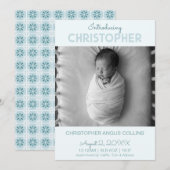 Blue Modern Tile Birth Announcement Card (正面/裏面)