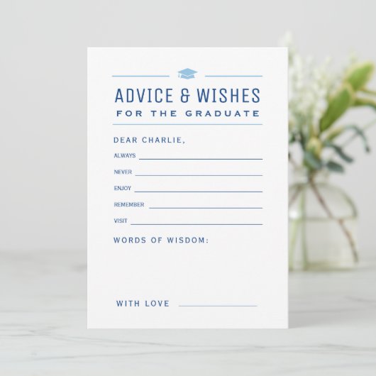 Blue Modern Typography Graduate advice & wishes  アドバイスカード (スタンド正面)