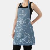 Blue Modern Wildflower Custom Monogram Name Apron エプロン (インサイチュ)