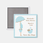 Blue Momが傘を持って行く マグネット (正面/裏面)