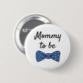 Blue Mommy to be Bow Tie赤ちゃんシャワーボタン 缶バッジ (正面&裏面)