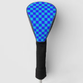 Blue Monochrome Checkerboard Pattern ゴルフヘッドカバー (正面)