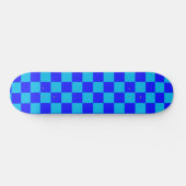 Blue Monochrome Checkerboard Pattern スケートボード (横)