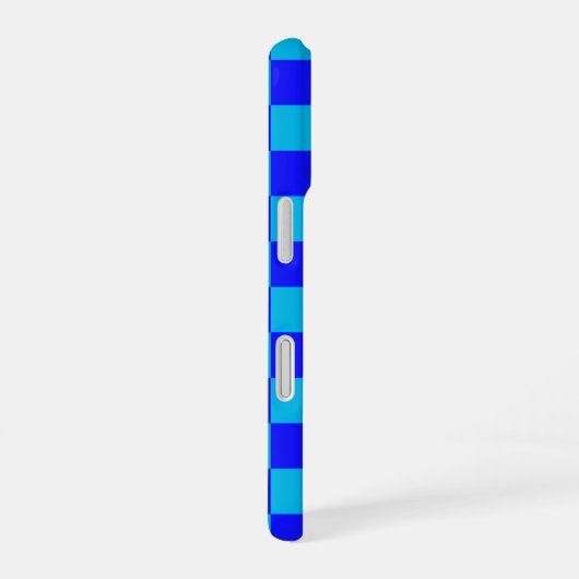 Blue Monochrome Checkerboard Pattern iPhone 16ケース (右側面)