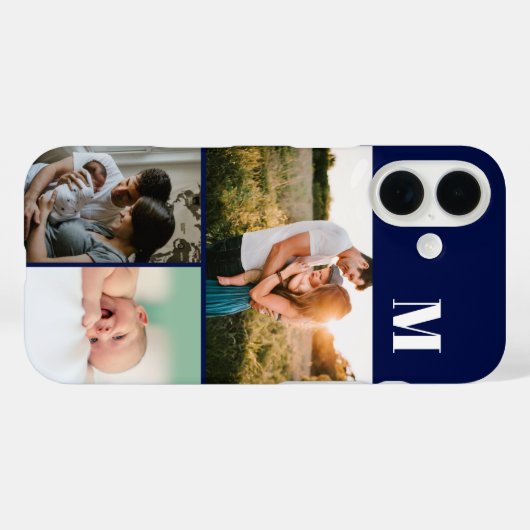 Blue Monogram 3 Photo collage Case-Mate iPhoneケース (裏面 (横))