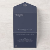 Blue Monogram All in One Wedding Invite オールインワン招待状 (外側)
