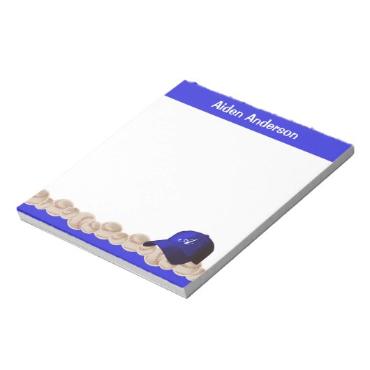 Blue Monogram Baseball Hatメモ帳 ノートパッド (回転)