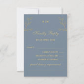 Blue Monogram Botanical Christian Wedding RSVP  (正面)