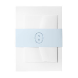 Blue Monogram Crest Wedding Invitation Belly 招待状ベリーバンド