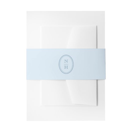 Blue Monogram Crest Wedding Invitation Belly 招待状ベリーバンド (正面例)