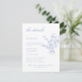 Blue Monogrammed Crest Floral Wedding Details  エンクロージャーカード (スタンド正面)