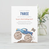 Blue Monster Truck Any Age Birthday 招待状 (スタンド正面)