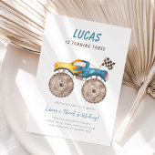 Blue Monster Truck Any Age Birthday Party 招待状