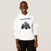 Blue Monster Xmas Truck Editable  Boys Hoodie (正面フル)