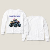Blue Monster Xmas Truck- Editable Tri blend Tshirt (デザイン 正面＆背面)