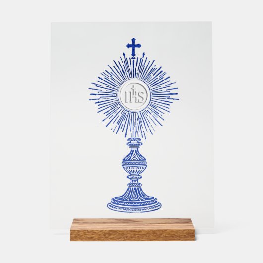 blue monstrance design catholic home decor アクリルサイン (正面)