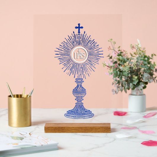blue monstrance design catholic home decor アクリルサイン (ウェディング)