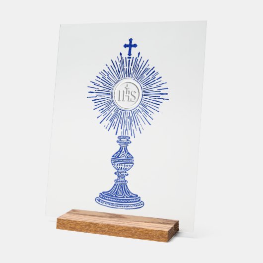blue monstrance design catholic home decor アクリルサイン (傾斜)