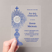 blue monstrance design | First Holy Communion アクリル招待状 (インサイチュ (ポータブル))
