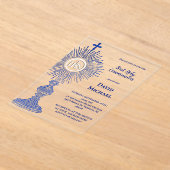 blue monstrance design | First Holy Communion アクリル招待状 (レイダウン)