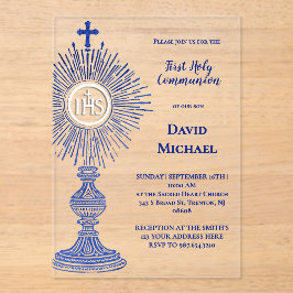 blue monstrance design | First Holy Communion アクリル招待状