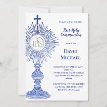 blue monstrance design | First Holy Communion