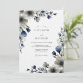 Blue Moody Floral Wedding 招待状 (スタンド正面)