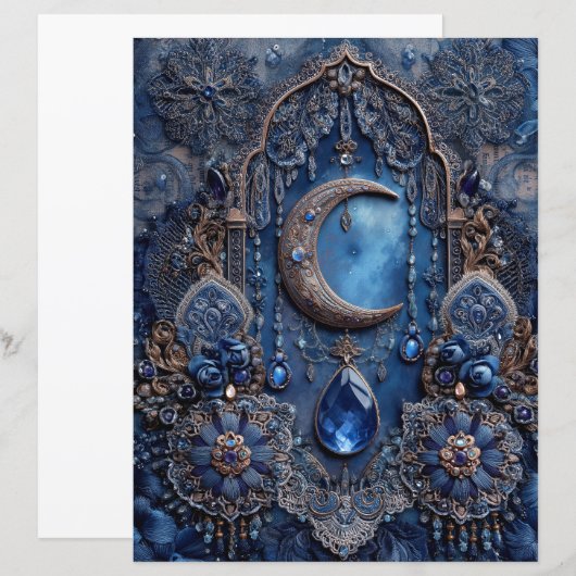 Blue Moon Charm Junk Journal Scrapbook Paper (正面/裏面)