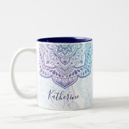 Blue Moon Mandala Personalized Mug ツートーンマグカップ