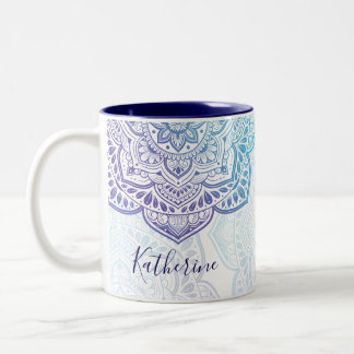 Blue Moon Mandala Personalized Mug ツートーンマグカップ