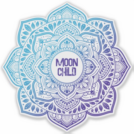 Blue Moon Mandala Personalized Vinyl Sticker シール (正面)