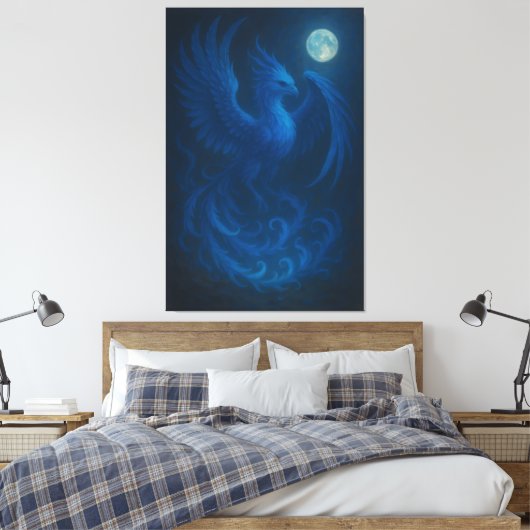 Blue Moon Phoenix · Fine Art Canvas Print キャンバスプリント (インサイチュ (寝室))
