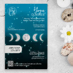 Blue moon star Yoga instructor studio classes チラシ<br><div class="desc">Modern navy blue watercolor gradient ombre with full moons and crescent stars,  geometric shapes and yoga pose silhouette Yoga instructor studio teacher classes flyer for promo and price list. Add your,  logo,  social media ,  address and time schedule.</div>