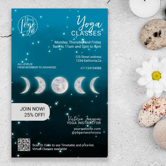 Blue moon star Yoga instructor studio classes チラシ