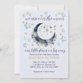Blue Moon Stars Boy Baby Shower Invitation 招待状 (正面)