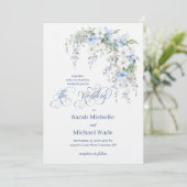 Blue Morning Glory Calligraphy Wedding Invitation 招待状 (スタンド正面)