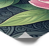 Blue Morpho Butterfly Floral Botanical Art Poster ポスター (角)