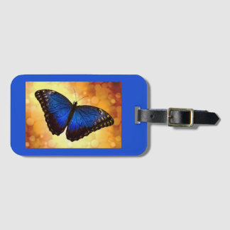 Blue Morpho Butterfly on Gold Luggage Tag ラゲッジタグ